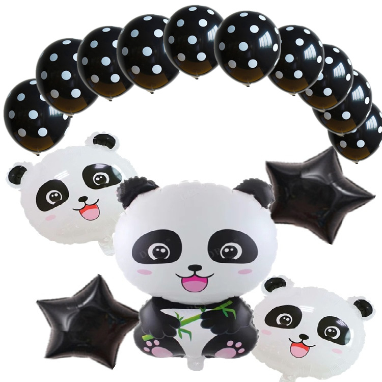 Giant Panda Head Set Aluminum Foil Balloon Baby Full-Year Days Wedding Banquet Celebration Activity Decoration Balloon
