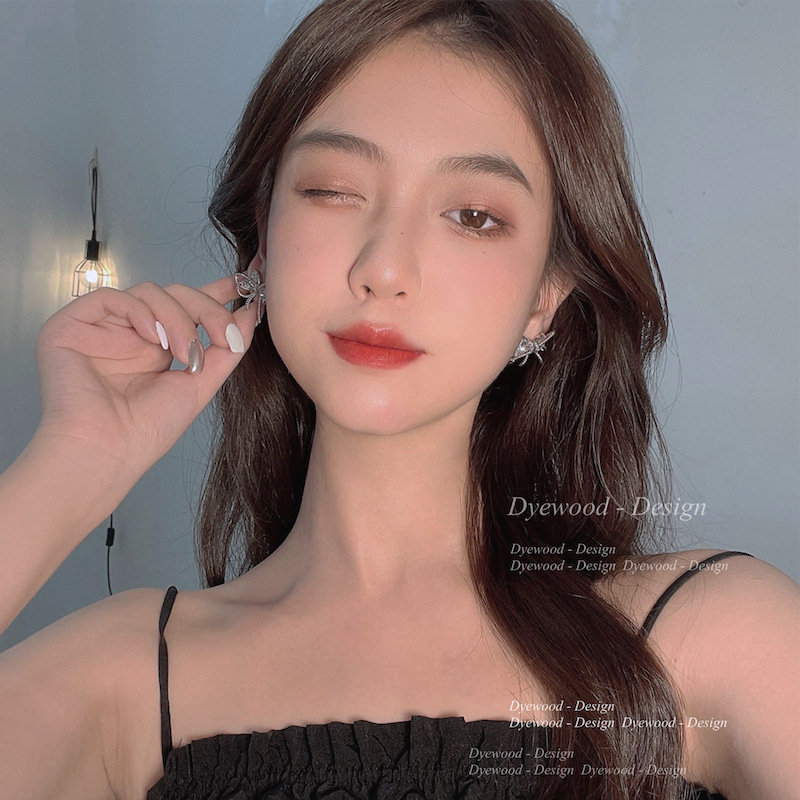 Giant Bow! Beautiful Girl Pure Desire European and American Style Design Sense Earrings Women&#039;s Trendy New Personalized Ear Studs 925 Earrings