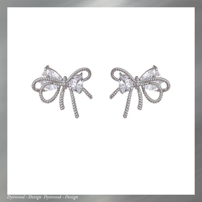Giant Bow! Beautiful Girl Pure Desire European and American Style Design Sense Earrings Women&#039;s Trendy New Personalized Ear Studs 925 Earrings