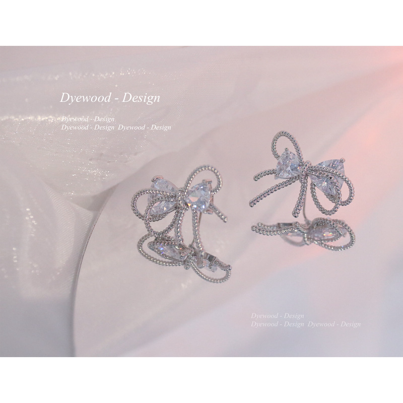 Giant Bow! Beautiful Girl Pure Desire European and American Style Design Sense Earrings Women's Trendy New Personalized Ear Studs 925 Earrings
