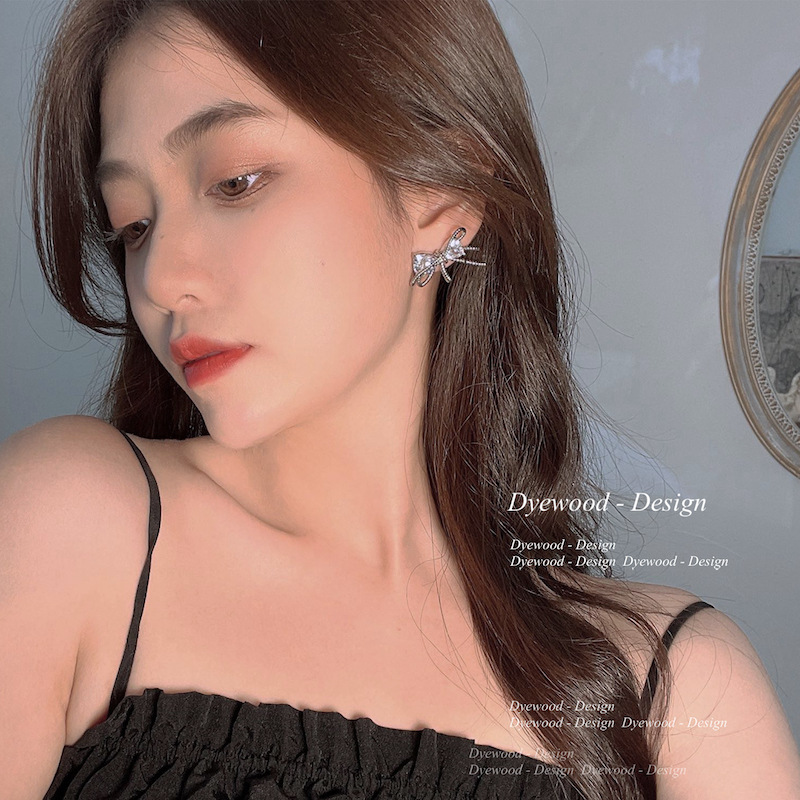 Giant Bow! Beautiful Girl Pure Desire European and American Style Design Sense Earrings Women's Trendy New Personalized Ear Studs 925 Earrings