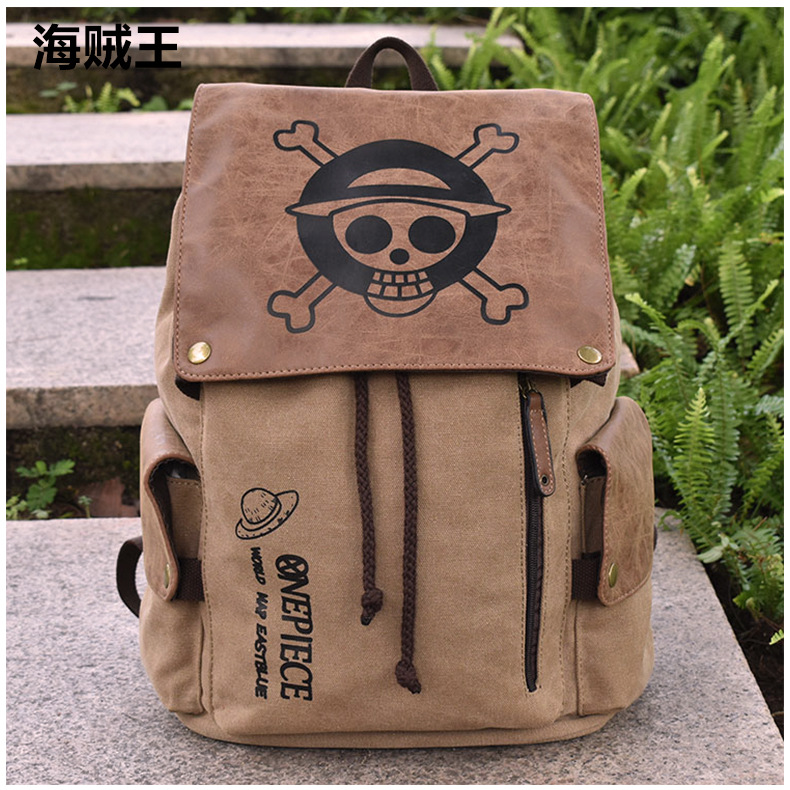 Cross-Border Hot Selling Anime BackPack Attack Giant One Piece Naruto Peripheral Student Casual Canvas Schoolbag