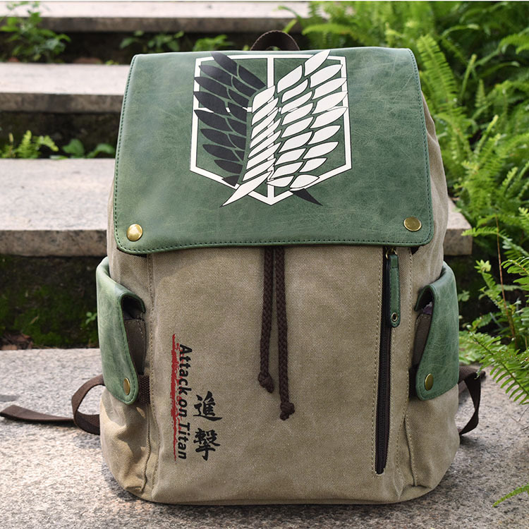 Cross-Border Hot Selling Anime BackPack Attack Giant One Piece Naruto Peripheral Student Casual Canvas Schoolbag