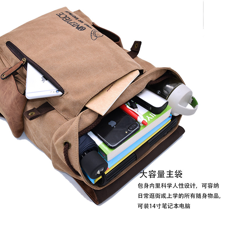 Cross-Border Hot Selling Anime BackPack Attack Giant One Piece Naruto Peripheral Student Casual Canvas Schoolbag