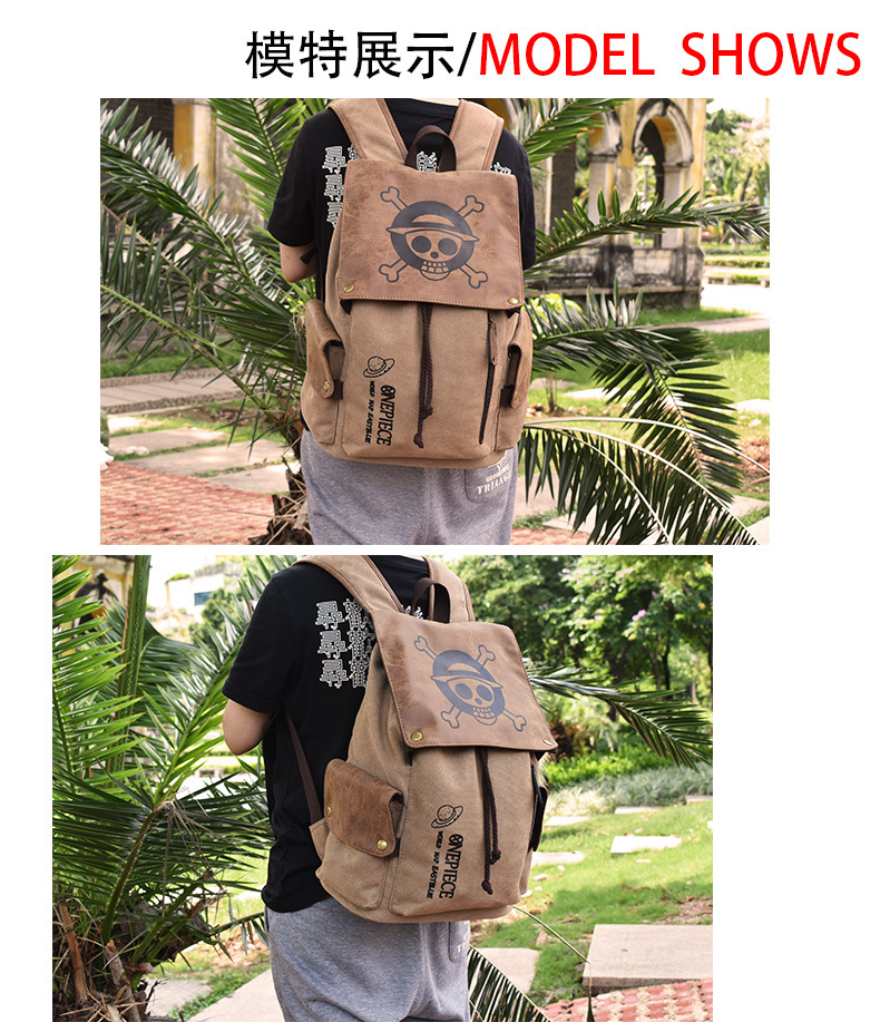 Cross-Border Hot Selling Anime BackPack Attack Giant One Piece Naruto Peripheral Student Casual Canvas Schoolbag