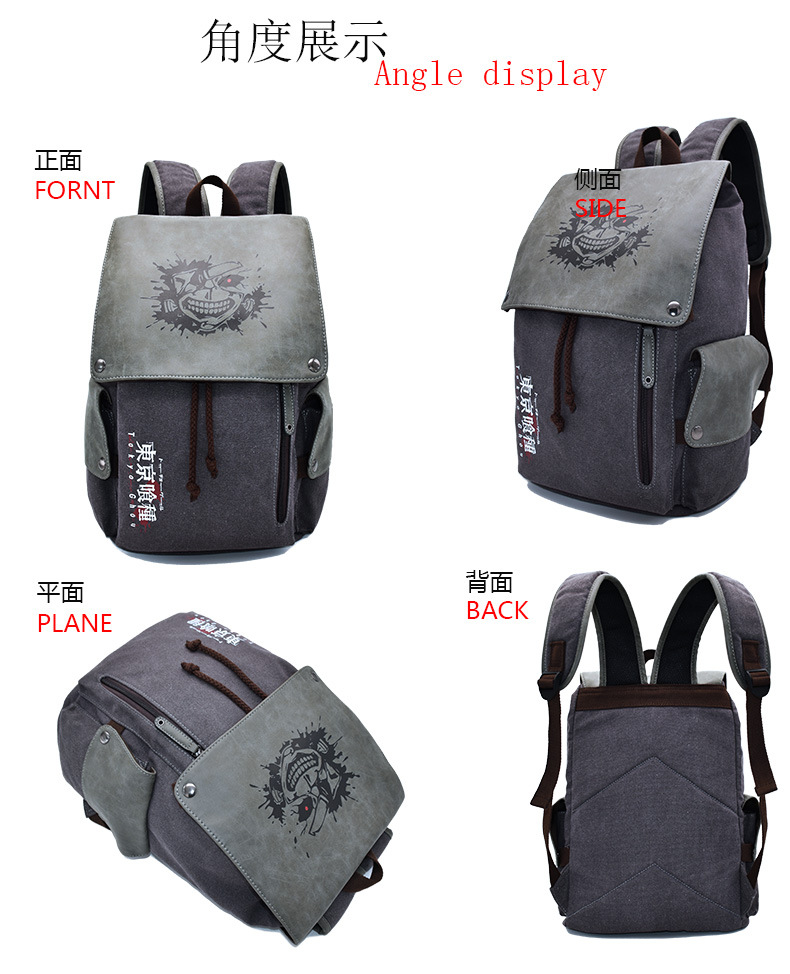 Cross-Border Hot Selling Anime BackPack Attack Giant One Piece Naruto Peripheral Student Casual Canvas Schoolbag