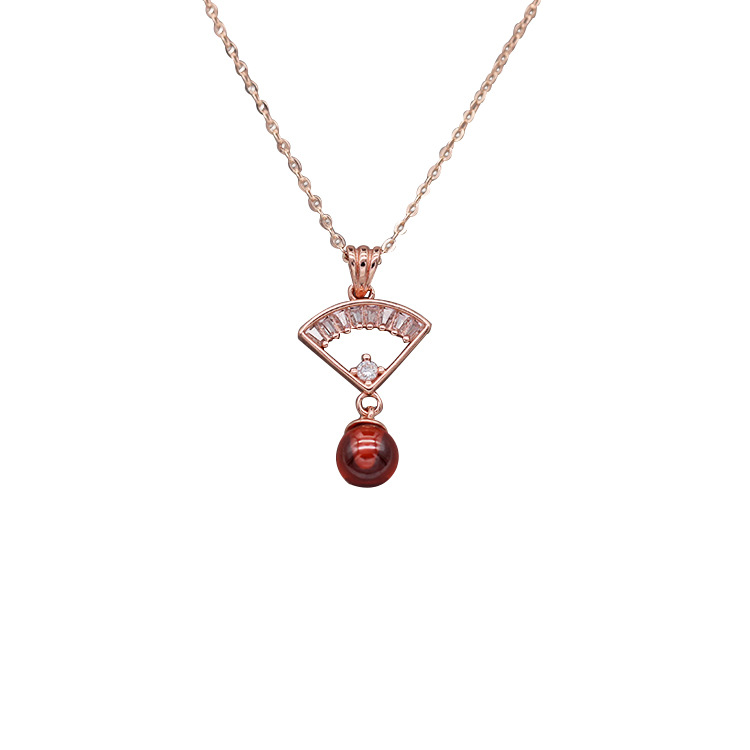 S925 pure silver plated platinum use garnet goldfish necklace simple and stylish valentine &#039;s day gift popular in Chesapeake and Japan
