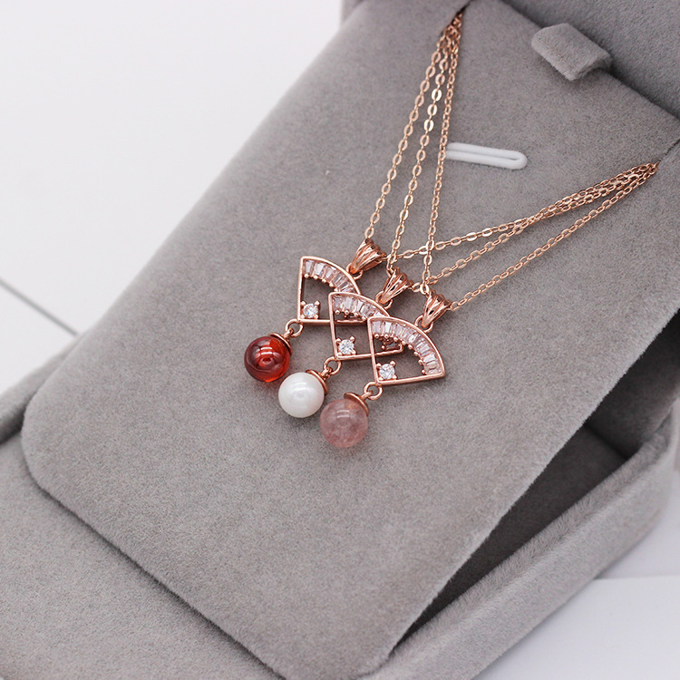 S925 pure silver plated platinum use garnet goldfish necklace simple and stylish valentine &#039;s day gift popular in Chesapeake and Japan