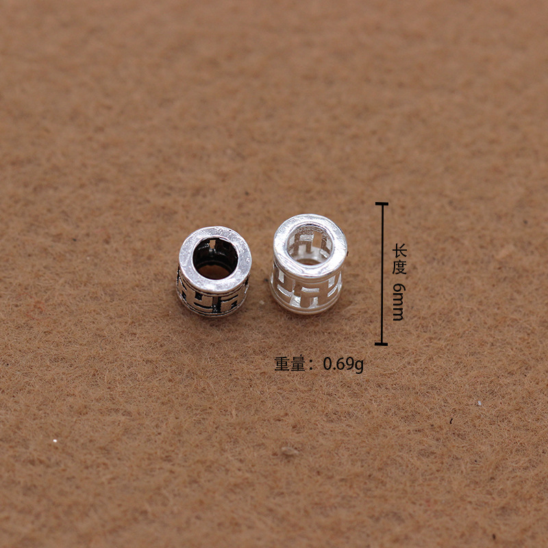S925 pure silver wan zi bead Thai silver accessories wholesale DIY bracelet garnet bead protection wan zi bead