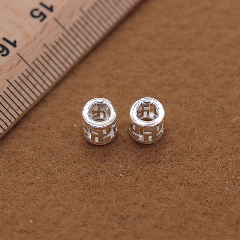 S925 pure silver wan zi bead Thai silver accessories wholesale DIY bracelet garnet bead protection wan zi bead