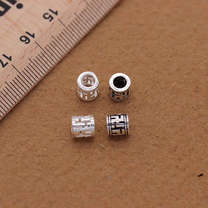 S925 pure silver wan zi bead Thai silver accessories wholesale DIY bracelet garnet bead protection wan zi bead
