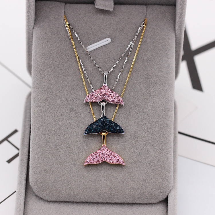 S925 pure silver plated platinum use garnet goldfish necklace simple and stylish valentine &#039;s day gift popular in Chesapeake and Japan