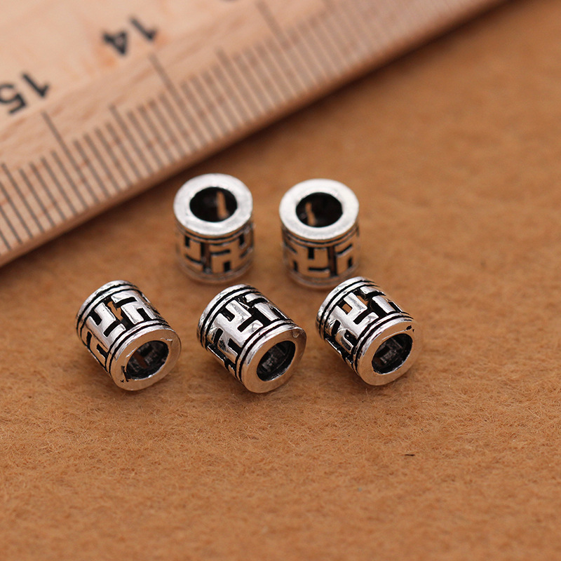 S925 sterling silver swastika bead Thai accessories wholesale DIY bracelet garnet bead partition plate protection swastika bead