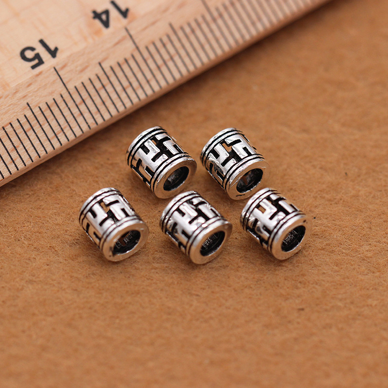 S925 sterling silver swastika bead Thai accessories wholesale DIY bracelet garnet bead partition plate protection swastika bead