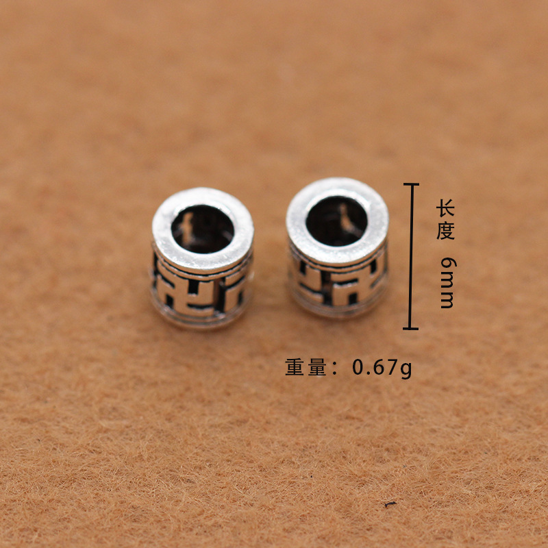 S925 sterling silver swastika bead Thai accessories wholesale DIY bracelet garnet bead partition plate protection swastika bead