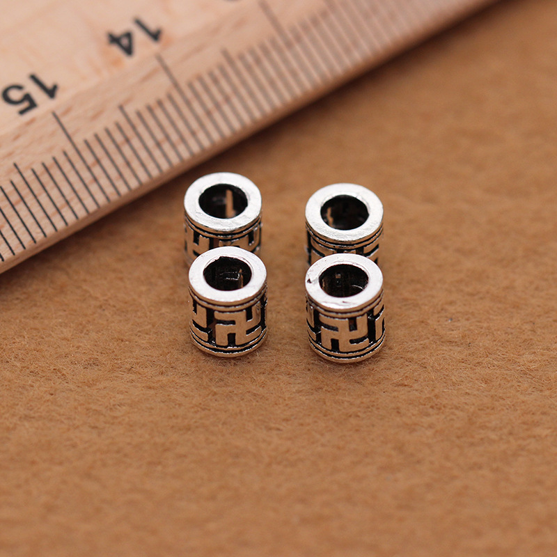 S925 sterling silver swastika bead Thai accessories wholesale DIY bracelet garnet bead partition plate protection swastika bead