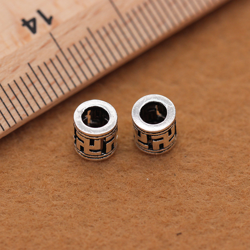 S925 sterling silver swastika bead Thai accessories wholesale DIY bracelet garnet bead partition plate protection swastika bead