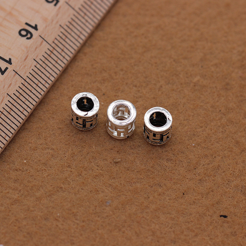 S925 sterling silver swastika bead Thai accessories wholesale DIY bracelet garnet bead partition plate protection swastika bead