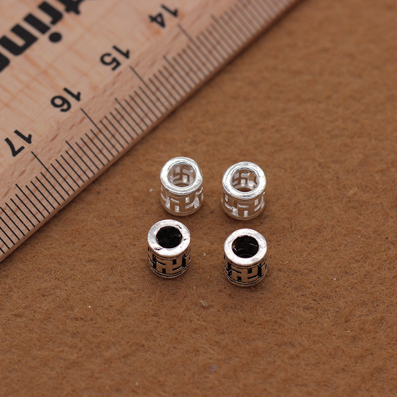 S925 sterling silver swastika bead Thai accessories wholesale DIY bracelet garnet bead partition plate protection swastika bead