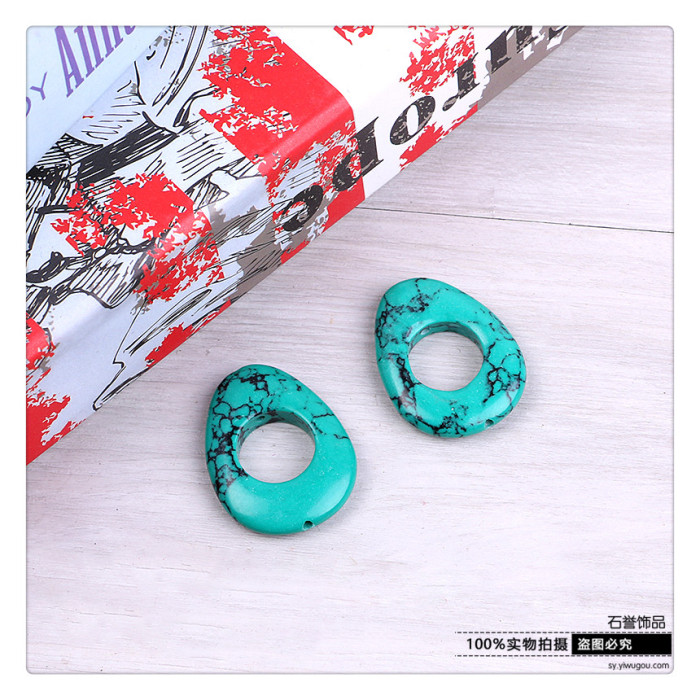 Hollowed-out turquoise stone pendant beads and beads of DIY hand chain jewelry accessories accessories