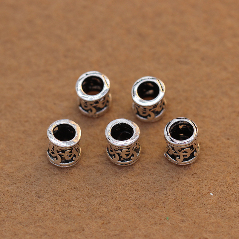 S925 pure Yintai Silver accessories wholesale DIY bracelet garnet beaded diaphragm bead hollowed-out pattern beads S925 pure Yintai Silver accessories wholesale DIY bracelet garnet beaded diaphragm bead hollowed-out pattern beads