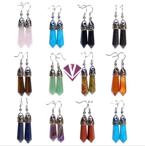 Natural stone six prism Earrings Jewelry, agate, opal, turquoise and Amethyst Natural stone six prism Earrings Jewelry, agate, opal, turquoise and Amethyst