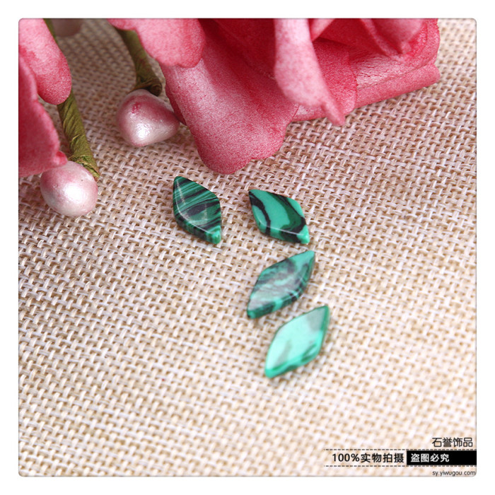 Turquoise malachite diamond-shaped ring ring with diy hand jewelry accessories