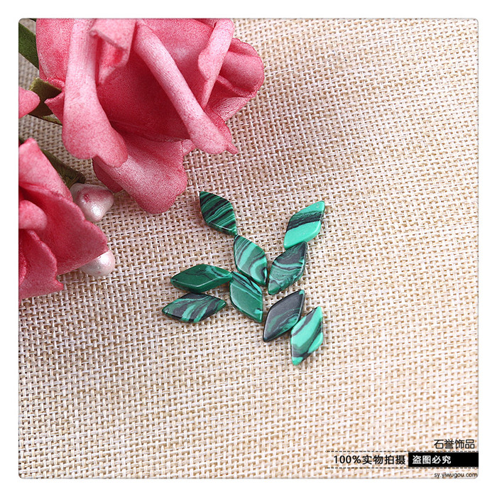Turquoise malachite diamond-shaped ring ring with diy hand jewelry accessories
