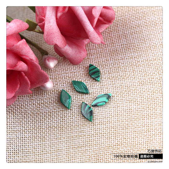 Turquoise malachite diamond-shaped ring ring with diy hand jewelry accessories