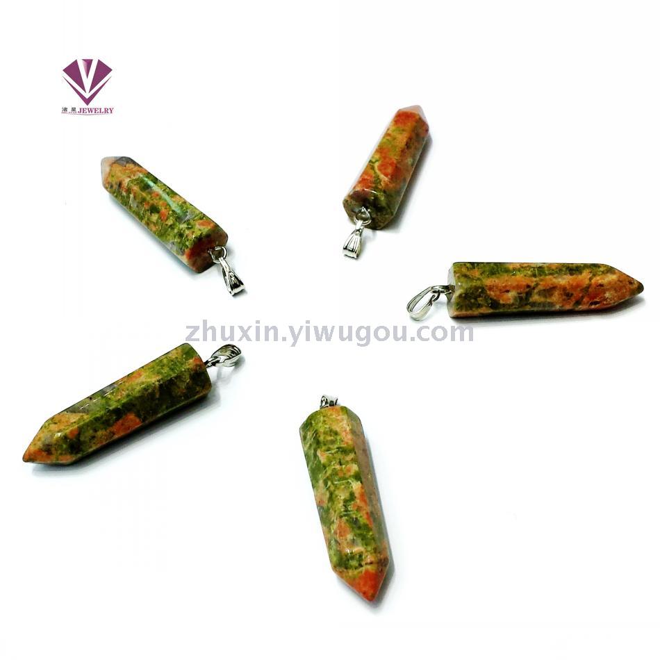 Black Onyx Turquoise Powder Crystal Amethyst Tiger Eye Jewelry Accessories Hexagon Crystal Pendant