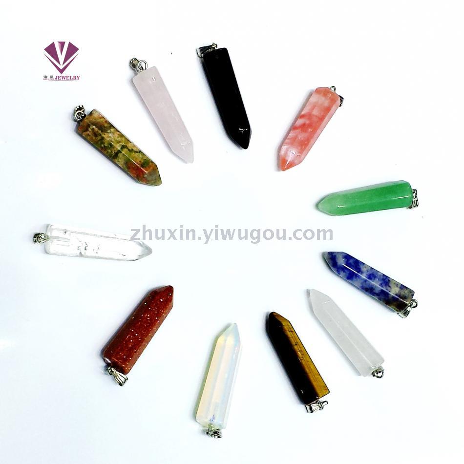 Black Onyx Turquoise Powder Crystal Amethyst Tiger Eye Jewelry Accessories Hexagon Crystal Pendant
