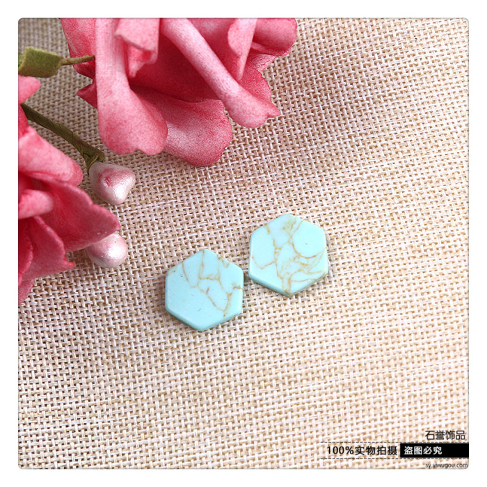 Turquoise hexagonal ring ring face diy hand fashion accessories scatter beads accessories accessories
