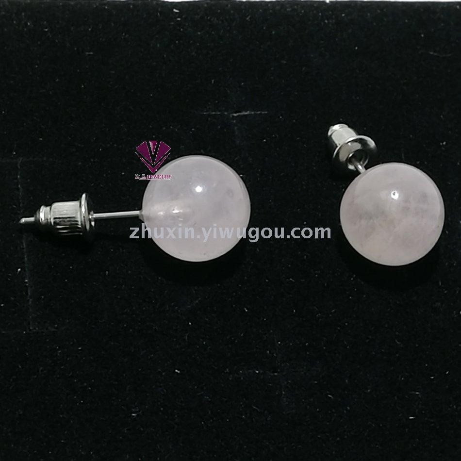 10mm Natural Stone Stud Earrings Jewelry Black Onyx Turquoise Pink Crystal Blue Sand Earrings Earrings