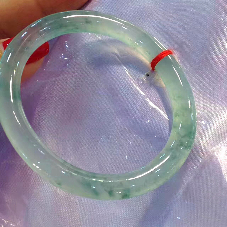  Flowers Thin round Bar Myanmar Glass Type Emerald Pendant Imperial Concubine Jade Bracelet Children Jade bracelet