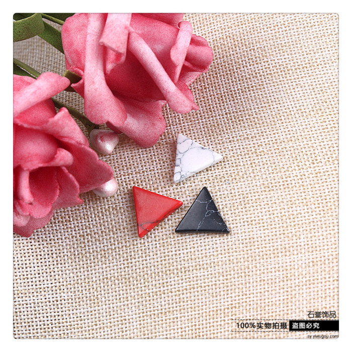 Turquoise triangle double - flat ring ring - face diy jewelry accessories accessories Turquoise triangle double - flat ring ring - face diy jewelry accessories accessories
