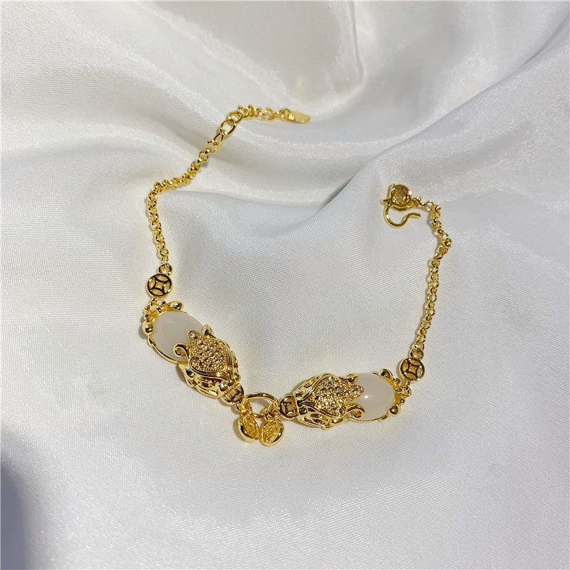 Money Drawing Pi Xiu Copper Coin Bracelet Vietnam Placer Gold Hand Jewelry Imitation 18K Yellow Gold Inlaid with Jade Bracelet for Women No Color Fading Money Drawing Pi Xiu Copper Coin Bracelet Vietnam Placer Gold Hand Jewelry Imitation 18K Yellow Gold Inlaid with Jade Bracelet for Women No Color Fading