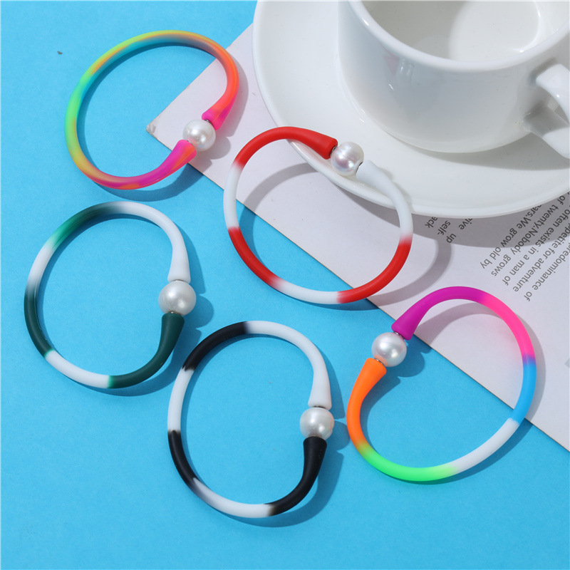 Amazon Silicone Pearl Bracelet Necklace DIY Jade Silicone Bracelet Creative Ornament Freshwater Pearl Bracelet