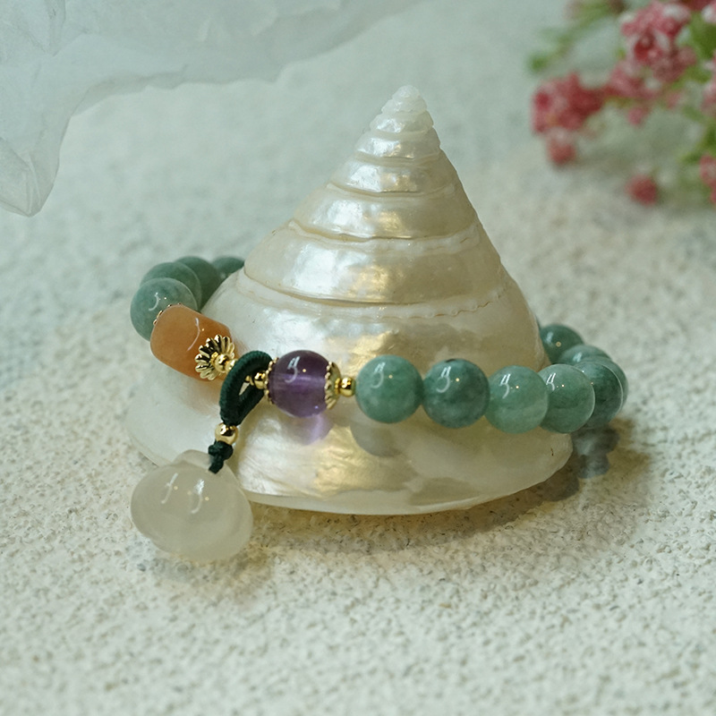 New Chalcedony Gourd Bracelet Women's Retro Chinese Style Ethnic Olivine Bracelet Simple Jinsi Jade Bracelet Wholesale