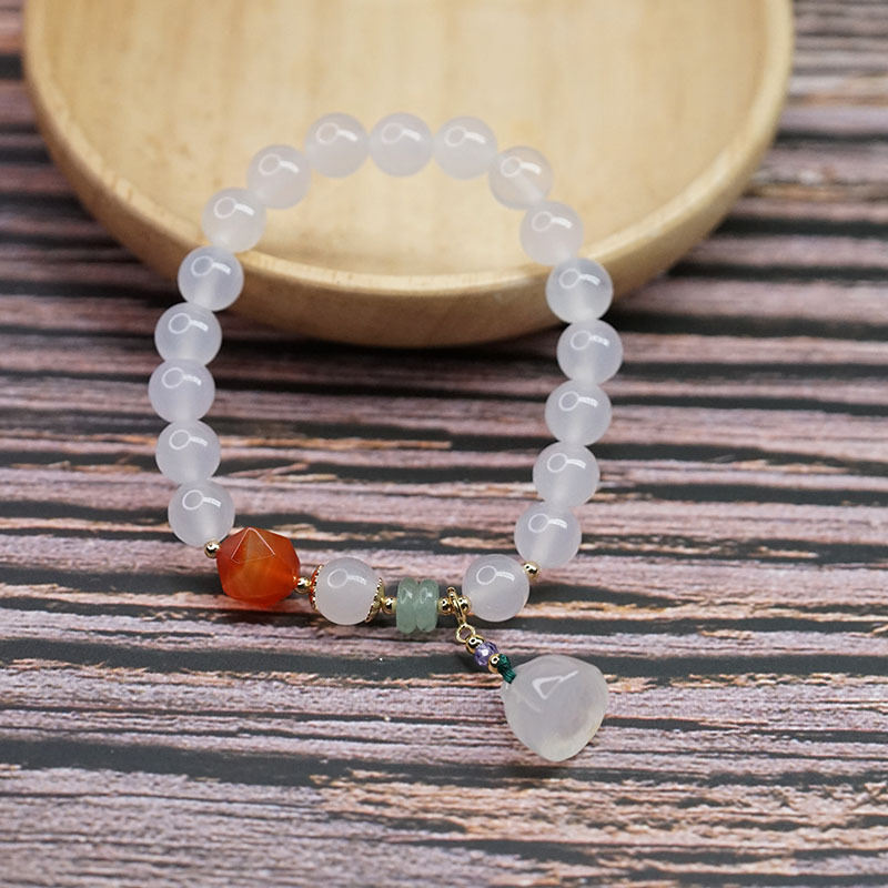 New Chalcedony Gourd Bracelet Women's Retro Chinese Style Ethnic Olivine Bracelet Simple Jinsi Jade Bracelet Wholesale