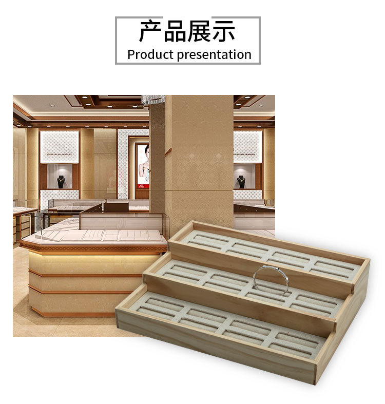 Solid Wood Plug-in Uncovered Jade Brace Lace Bracelet Ladder Display Tray Gold and Silver Jade Bracelet Counter Display Jewelry Rack