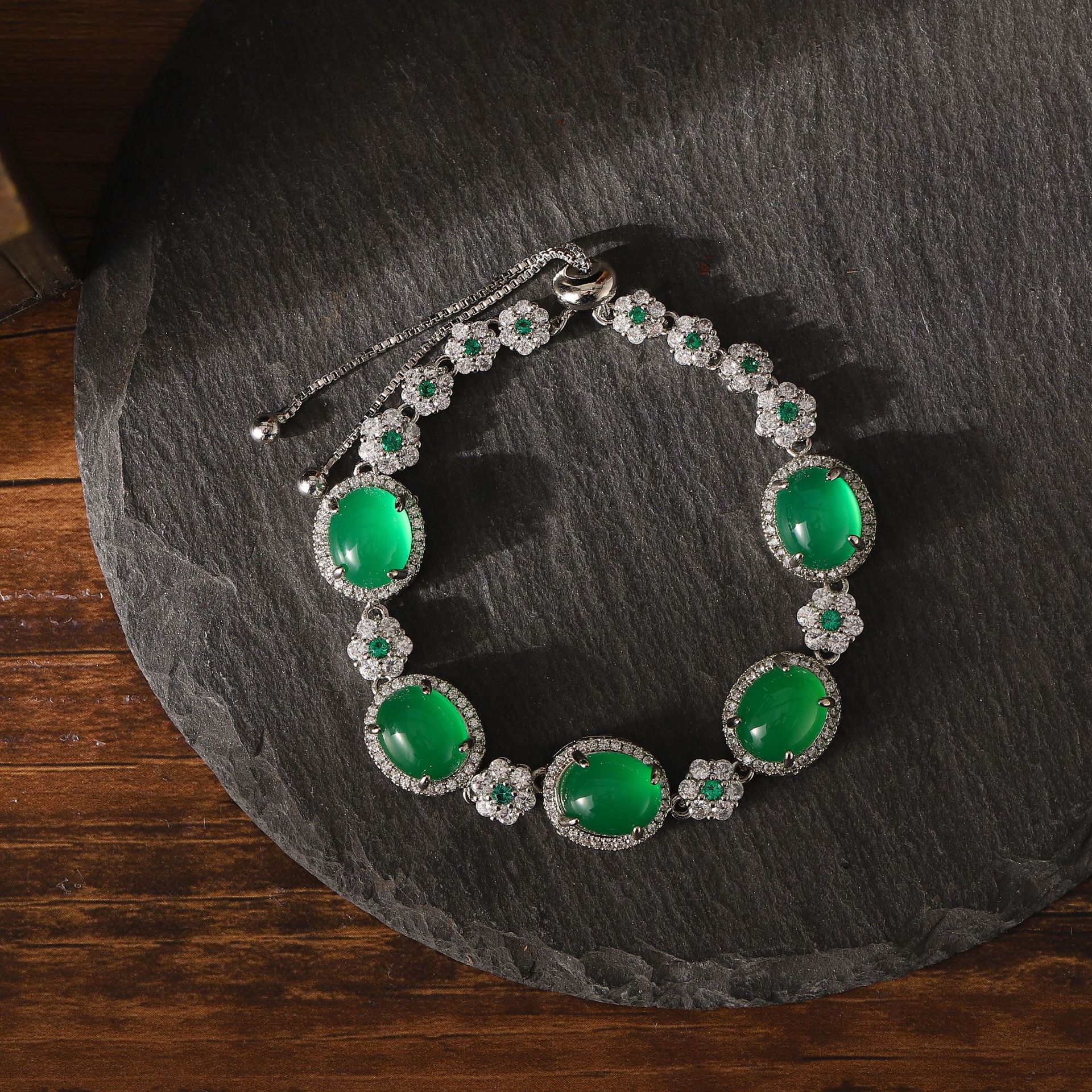 Green Chalcedony Necklace Earrings Inlaid Diamond Bracelet Set Jade Accessory/Jewelry Hetian Jade Chalcedony Four-Piece Set Green Chalcedony Necklace Earrings Inlaid Diamond Bracelet Set Jade Accessory/Jewelry Hetian Jade Chalcedony Four-Piece Set