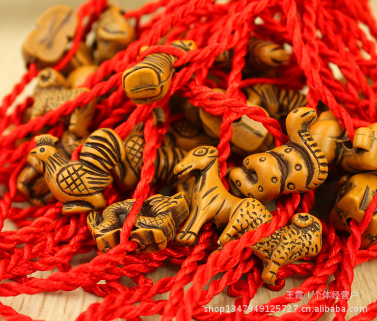 Peach Pit Imitation Jade Imitation Wood Braided Red Rope Bracelet Carrying Strap Activity Small Gift Wholesale Gift Hot Sale Zodiac Year of Birth Accessories