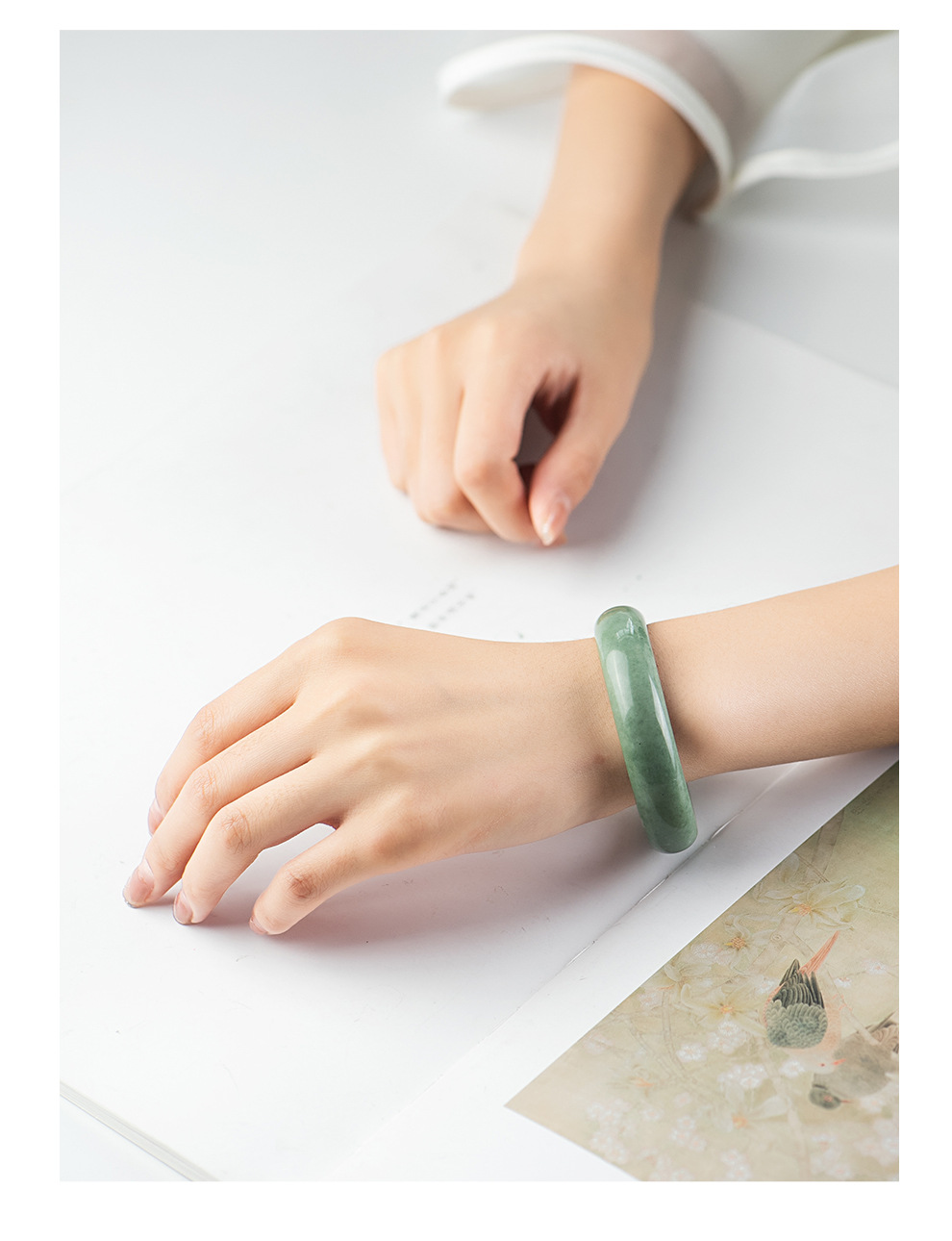 Factory Wholesale Myanmar Jade Bracelet a Goods Floating Flower Jade Bracelet Natural Jade bracelet