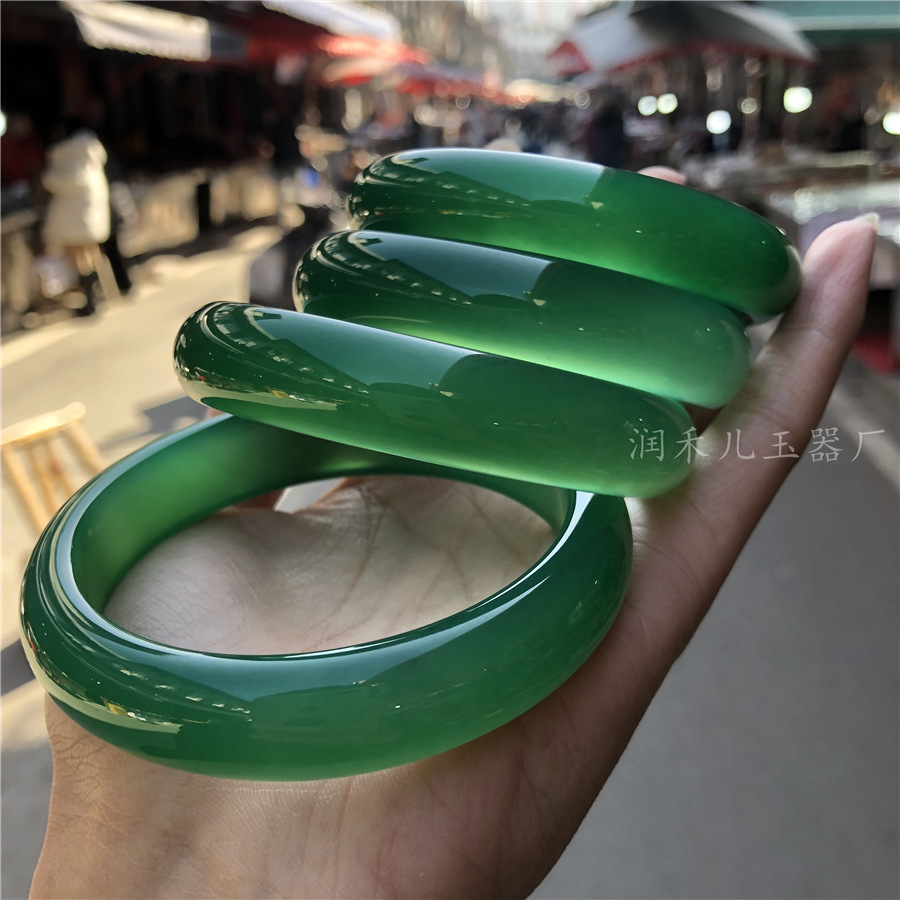 Jade bracelet  Green Chalcedony Bracelet Full of Green Agate Jade Bracelet Emerald Green Agate Chalcedony Jade Bracelets