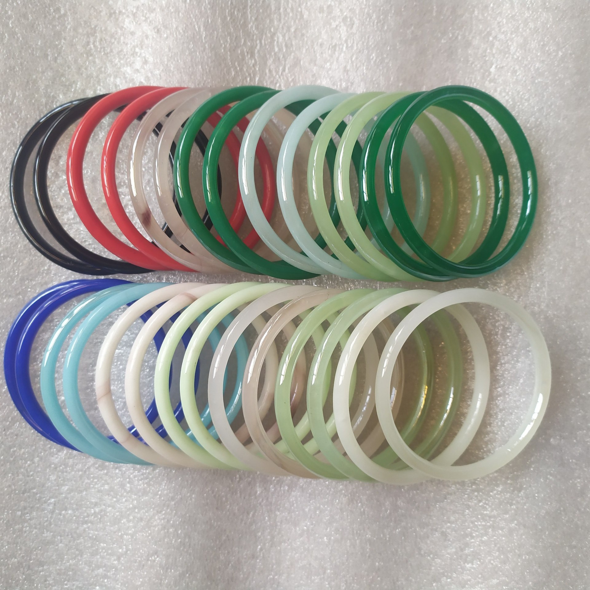 Inner Diameter 58 Glass Imitation Jade Bracelet Fine Bracelet Jingle Bracelet Ring Bracelet Jinbu Ring Bracelet Han Chinese Clothing Accessories Accessories Bracelet