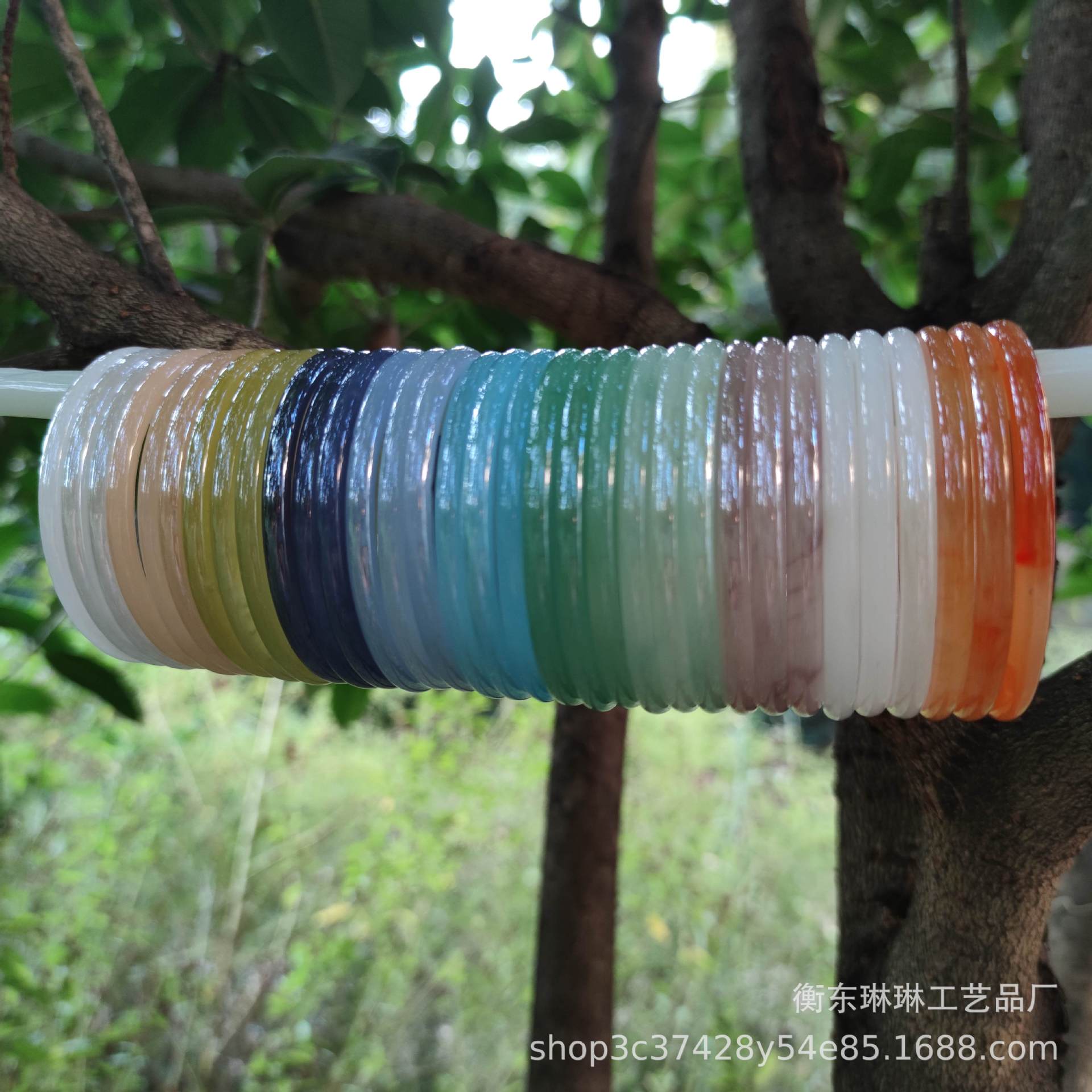 Inner Diameter 58 Glass Imitation Jade Bracelet Fine Bracelet Jingle Bracelet Ring Bracelet Jinbu Ring Bracelet Han Chinese Clothing Accessories Accessories Bracelet