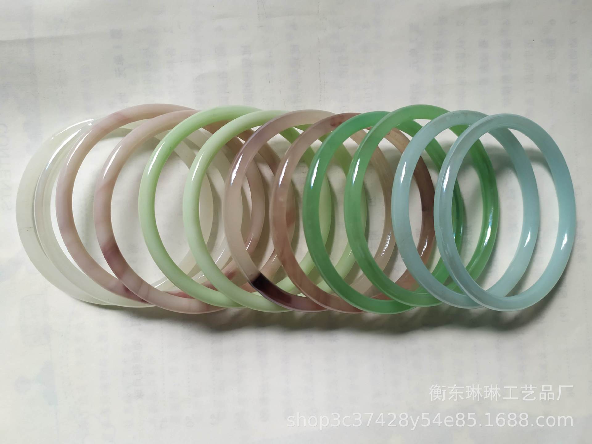 Inner Diameter 58 Glass Imitation Jade Bracelet Fine Bracelet Jingle Bracelet Ring Bracelet Jinbu Ring Bracelet Han Chinese Clothing Accessories Accessories Bracelet