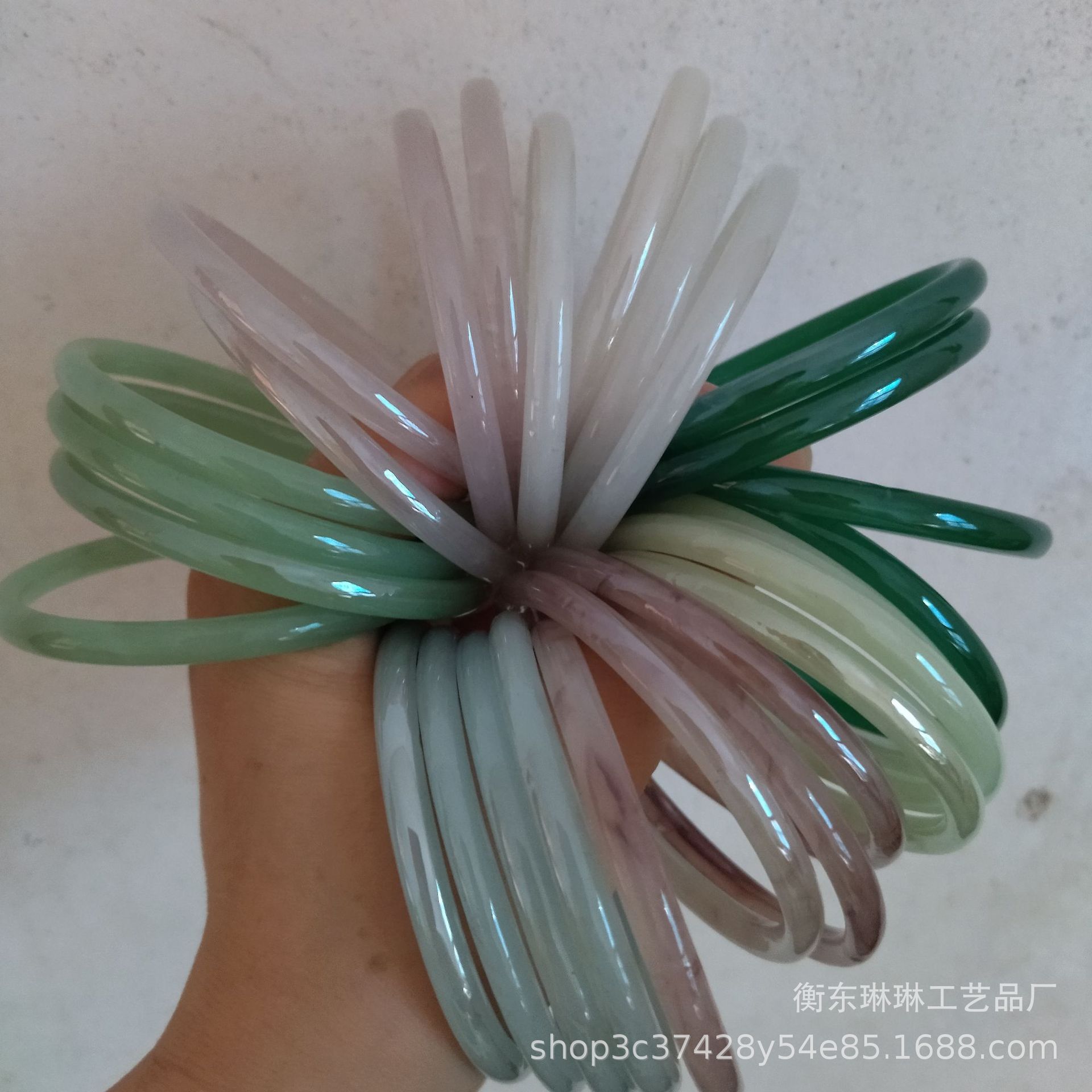 Inner Diameter 58 Glass Imitation Jade Bracelet Fine Bracelet Jingle Bracelet Ring Bracelet Jinbu Ring Bracelet Han Chinese Clothing Accessories Accessories Bracelet