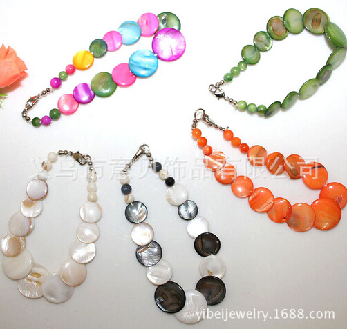 [YiBei coral] natural shell bracelet Shell Beads Bracelet wholesale stacked wafer wear
