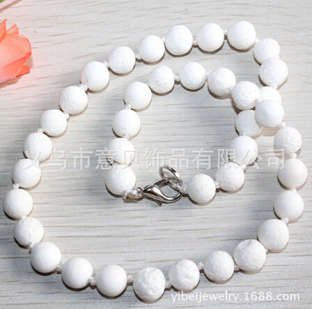 Bay natural white coral beads knotted necklace lobster clasps beads necklace